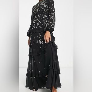 ASOS Embroidered Maxi Long sleeve dress